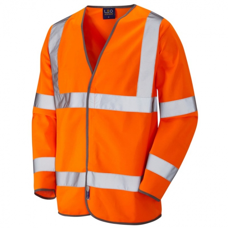 Leo Workwear S01-O Shirwelll Hi Vis Class 3 Sleeved Waistcoat Orange